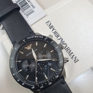 EMPORIO ARMANI Mario Black Leather Gents Watch AR11243