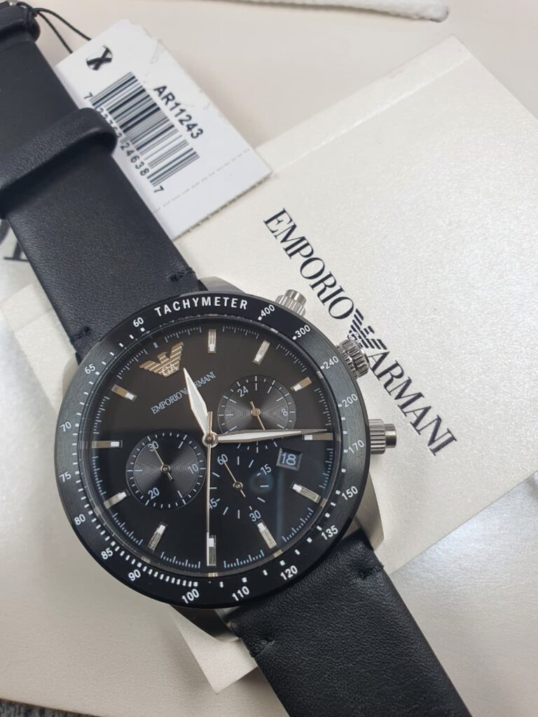 EMPORIO ARMANI Mario Black Leather Gents Watch AR11243
