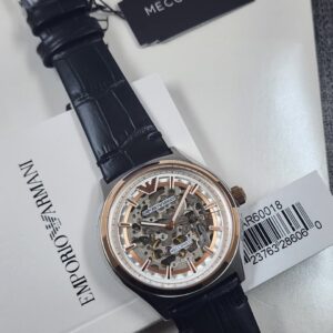 Emporio Armani AR60018 Black Skeleton Watch
