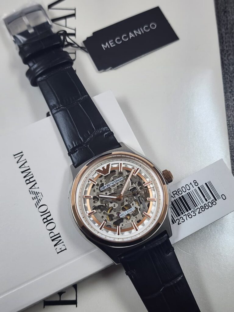 Emporio Armani AR60018 Black Skeleton Watch