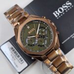 Hugo Boss Cloud Rose Gold Green Dial Watch for Gents