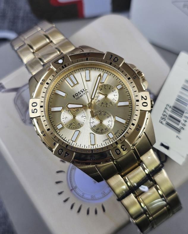 10 Fossil Garrett Chronograph Gold-Tone Stainless Steel Watch FS5772 - Image 1