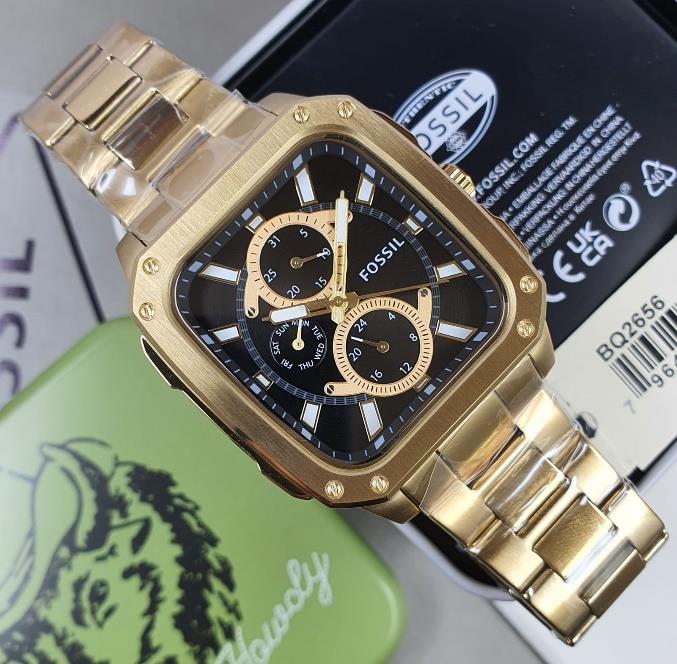11 Fossil Inscription Multifunction Gold Tone Stainless Steel Watch BQ2656 - Image 1