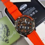 Fossil Bannon Multifunction Green Dial  Orange Silicone Watch BQ2500