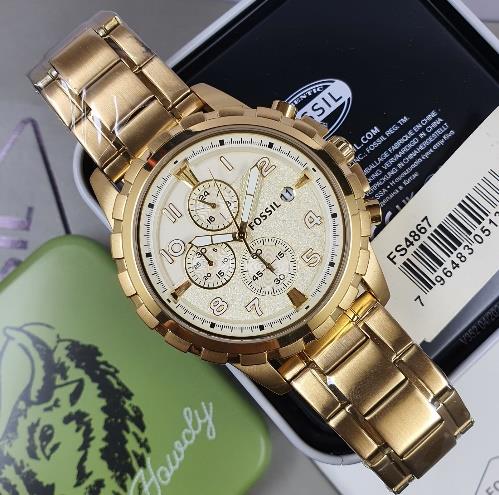 14 Fossil Dean Chronograph Gold-Tone Stainless Steel Watch FS4867 - Image 1