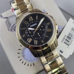 Fossil Grant Chronograph Gold-Tone  Stainless Steel Black Dial Watch FS4815
