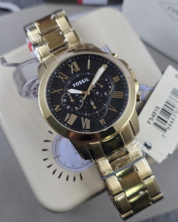 15 Fossil Grant Chronograph Gold-Tone Stainless Steel Black Dial Watch FS4815 - Image 1