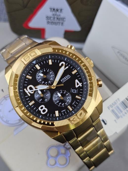 17 Fossil Bronson Chronograph Gold-Tone Stainless Steel Watch FS5877 - Image 1
