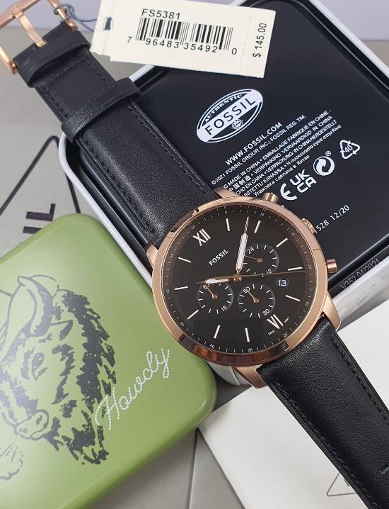 2 Fossil Neutra Chronograph Black Leather Watch FS5381 - Image 1