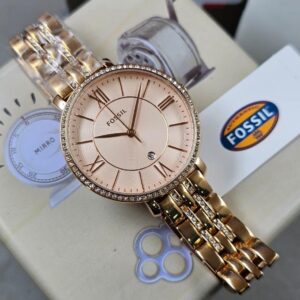 Fossil Jacqueline Three-Hand Rose Gold Tone Stainless Steel Watch ES3546