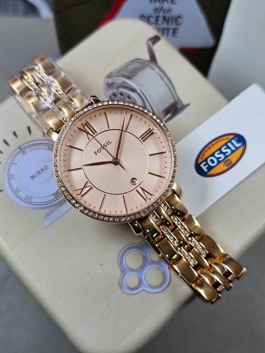 2 Fossil Jacqueline Three-Hand Rose Gold Tone Stainless Steel Watch ES3546 - Image 1