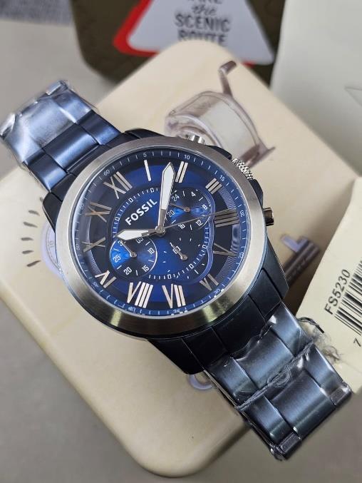 21 Fossil Grant Chronograph Blue Stainless Steel Watch FS5230 - Image 1