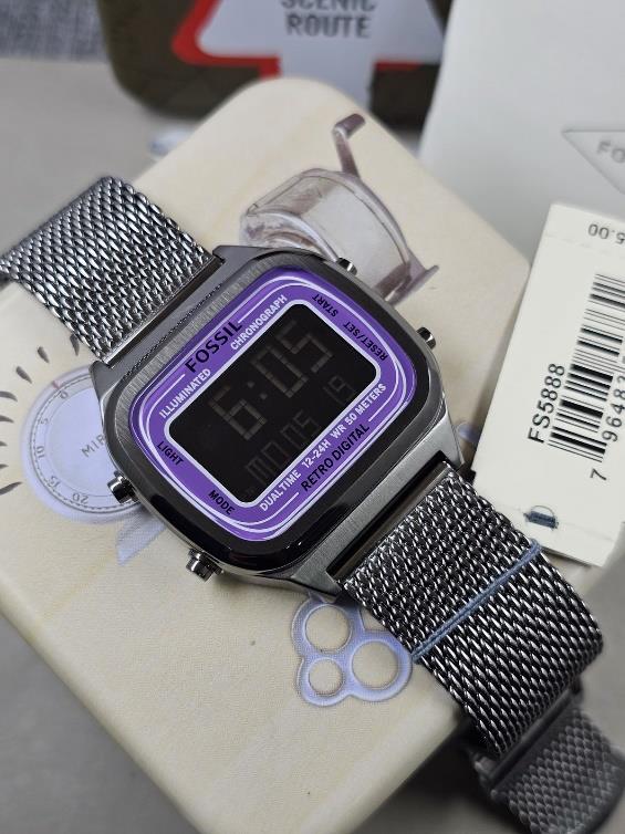 22 Fossil Retro Digital Smoke Stainless Steel Watch FS5888 - Image 1