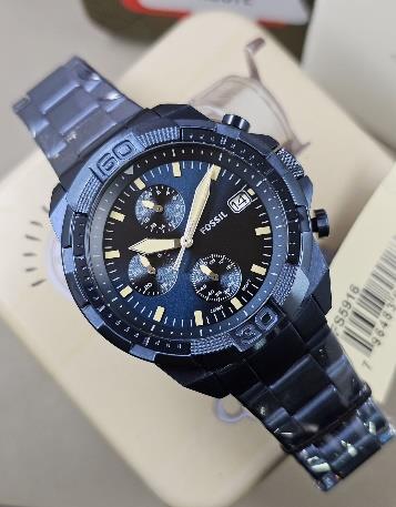 24 Fossil Bronson Chronograph Navy Stainless Steel Watch FS5916 - Image 1