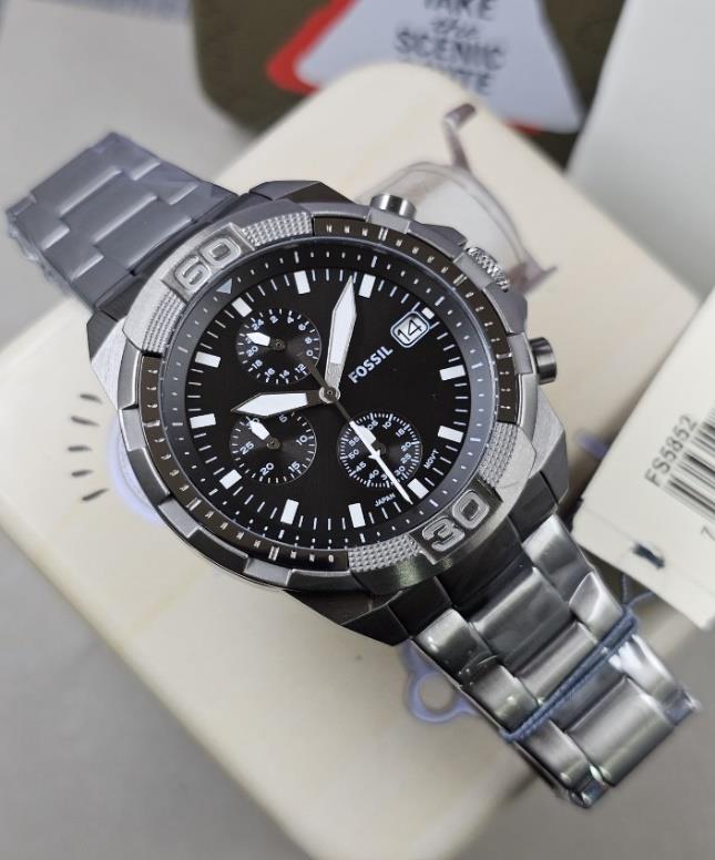 28 Fossil Bronson Chronograph Smoke Stainless Steel Watch FS5852 - Image 1