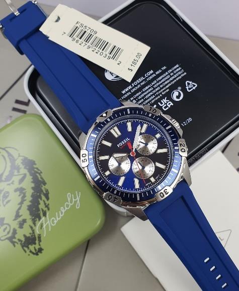 4 Fossil Garrett Chronograph Blue Silicone Watch FS5709 - Image 1