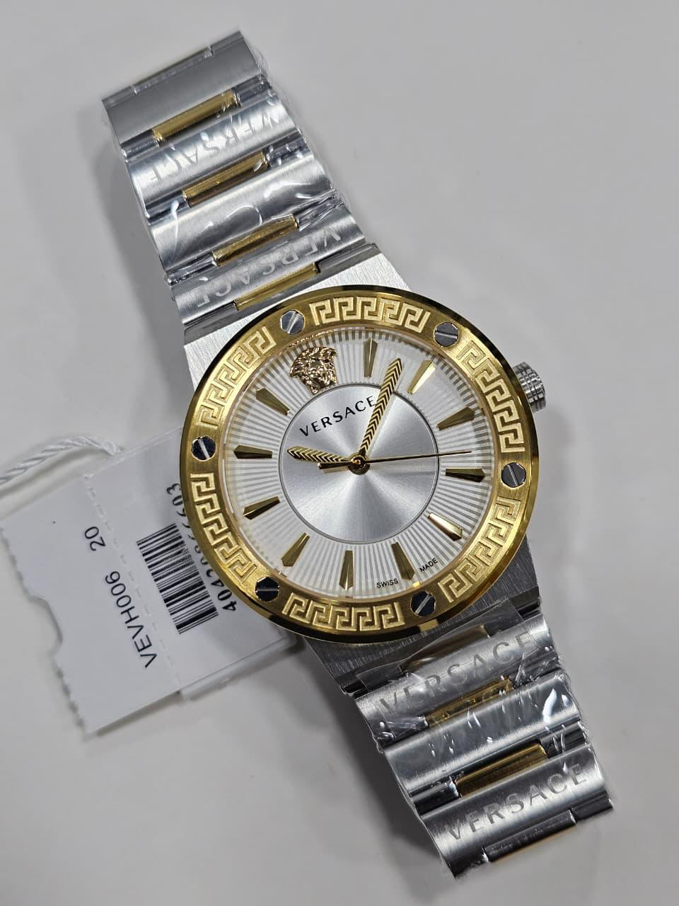 WhatsApp Image 2026-04-16 at 8.54.26 PM (2) Versace Greca Logo Quartz Silver Dial Two-Tone Stainless Steel Watch VEVH00620 - Image 1