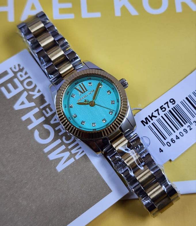 12 Michael Kors Mini Lexington Turquoise Dial Two-Tone Women's Watch – MK7579 - Image 1