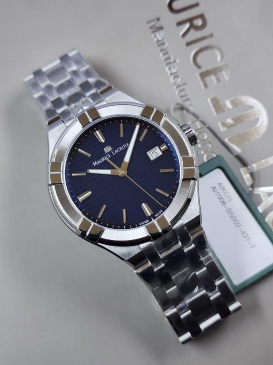 13 Maurice Lacroix Aikon Quartz 42mm Blue Dial on Stainless Steel Bracelet Watch - Image 1