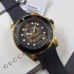 Gucci Dive Kingsnake Gold PVD Rubber Strap Men's Watch YA136219