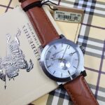 Burberry The City Silver Dial Brown  Leather Strap Watch
