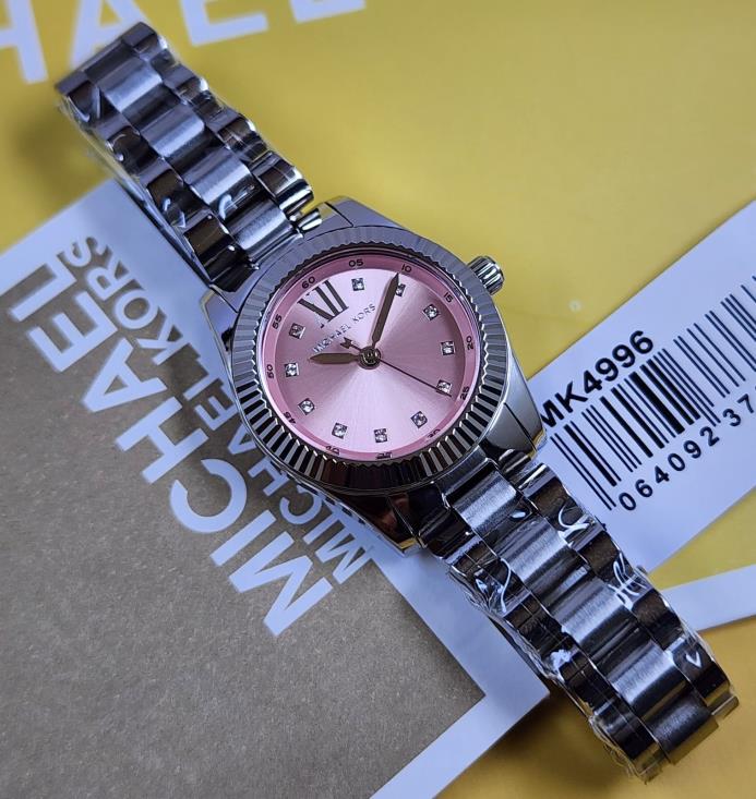 18 Michael Kors Mini Lexington Pink Dial Silver-Tone Women's Watch – MK4996 - Image 1