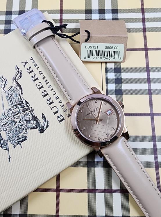 18 Burberry The City Diamond Rose Gold Case with Leather Strap Watch - Image 1