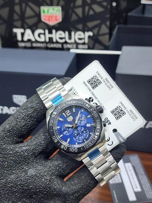 19 TAG Heuer Formula 1 Chronograph Quartz Blue Dial Stainless Steel Men's Watch - Image 1