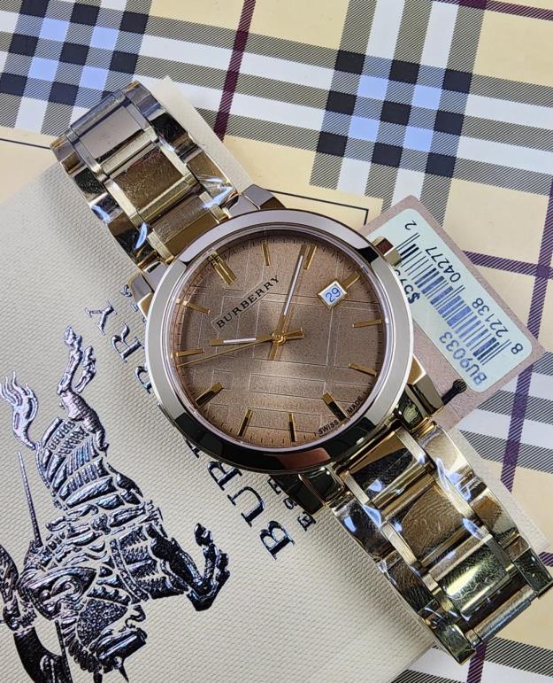 19 Burberry The City Stainless Steel Gold/Champagne Dial Swiss Quartz Watch - Image 1
