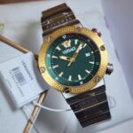 Versace Greca Logo Diver Two-Tone Stainless Steel Green Dial Watch