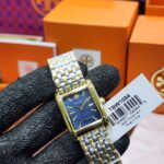 Tory Burch Eleanor Rectangular Blue Dial Two-Tone Stainless Steel Ladies Watch – TBW1084