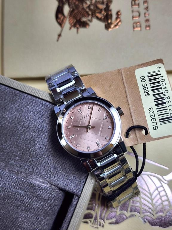 2 Burberry The City Check Diamonds Pink Dial Watch - Image 1