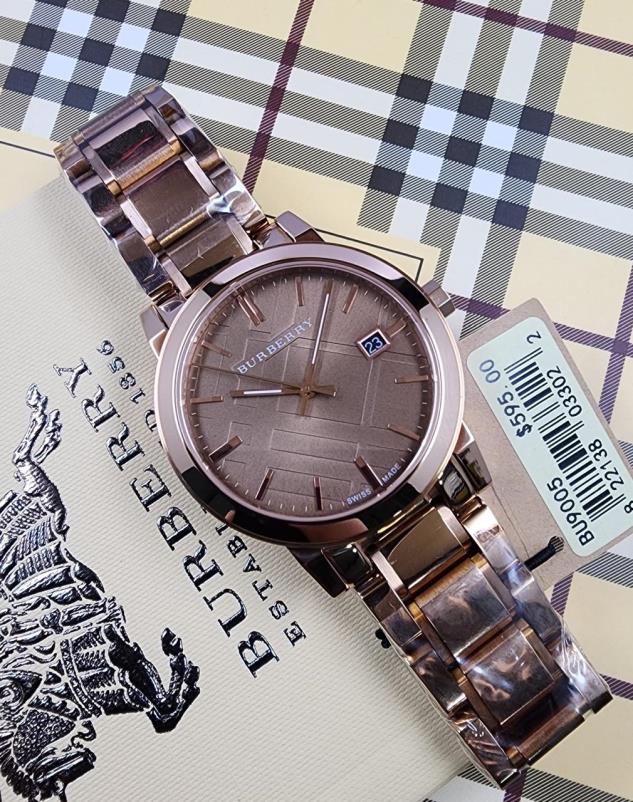 20 Burberry The City Chocolate Brown Dial Rose Gold Stainless Steel Swiss Quartz Watch - Image 1