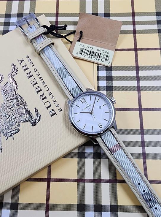 20 Burberry The Classic Round Multicolor Leather Strap Watch - Image 1