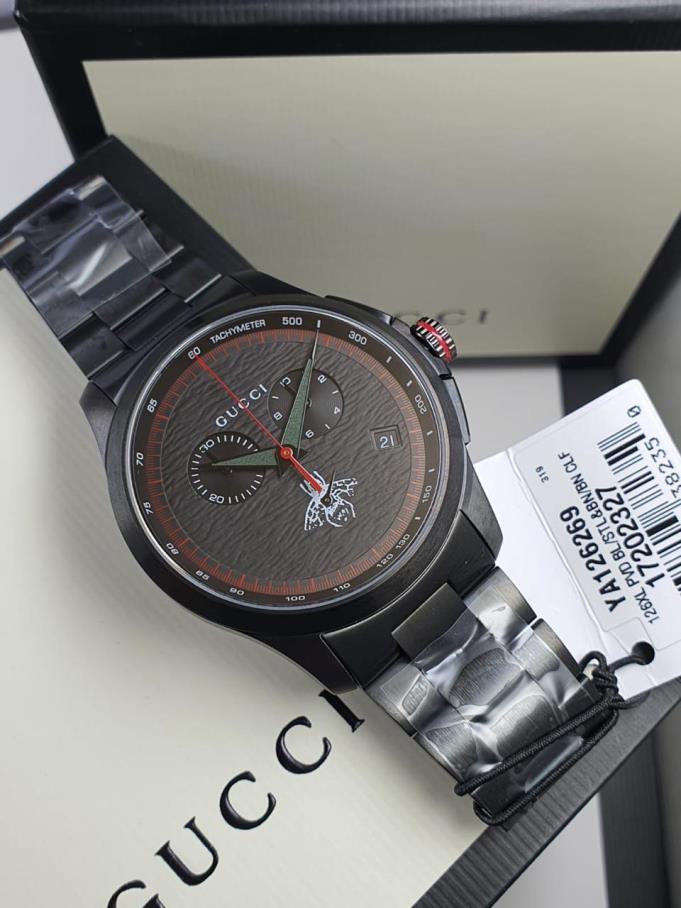 23 Gucci G-Timeless Bee Chronograph Black PVD Stainless Steel Men's Watch - Image 1