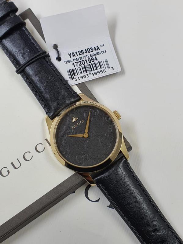 24 Gucci G-Timeless Bee Leather Strap Women’s Watch YA1264034A - Image 1