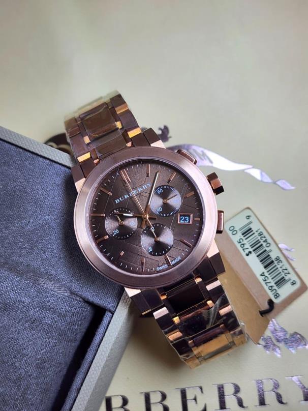 26 Burberry The City Chronograph Bronze Dial Rose Gold PVD Stainless Steel Watch - Image 1