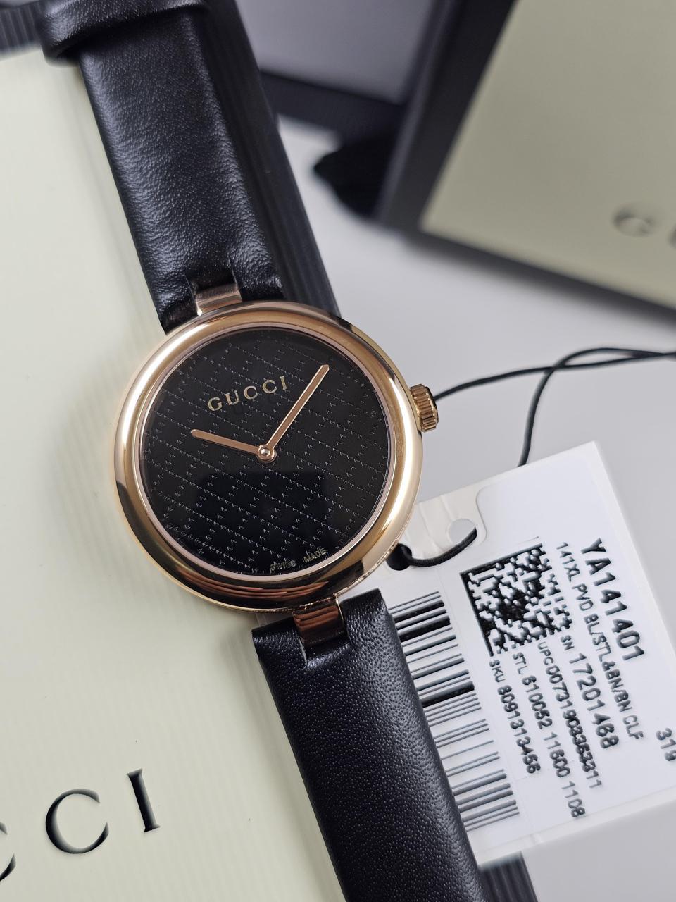 26 Gucci Diamantissima Slim Rose Gold PVD Black Dial Women’s Watch YA141401 - Image 1