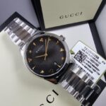 Gucci G-Timeless House Motif Black Dial Stainless Steel Women’s Watch  YA1264029A