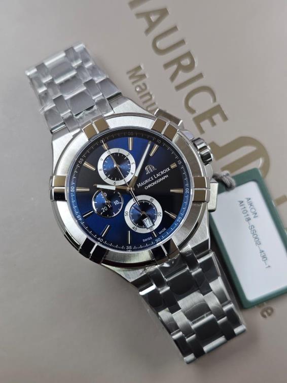 4 Maurice Lacroix AIKON Chronograph Blue Dial Stainless Steel Watch - Image 1