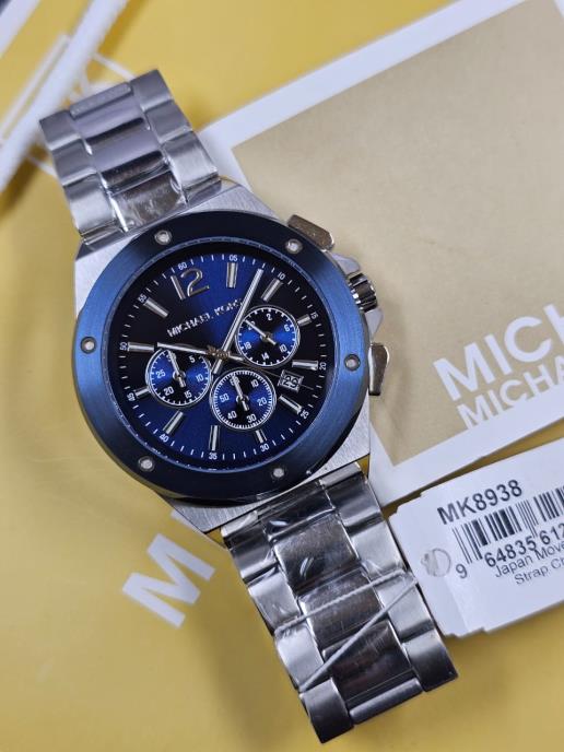 4 Michael Kors Lennox Chronograph Blue Dial Silver-Tone Men's Watch – MK8938 - Image 1