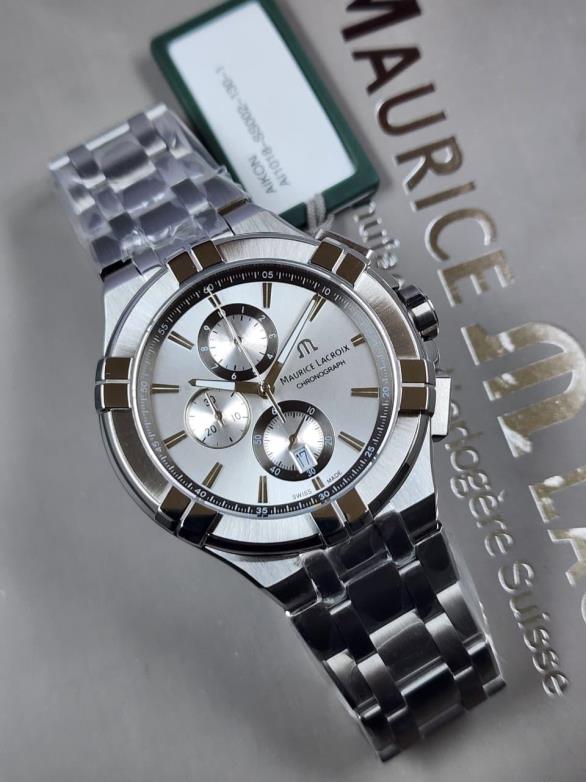 6 Maurice Lacroix AIKON Chronograph Silver Dial Stainless Steel Watch - Image 1