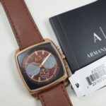 Armani Exchange Hampton Brown Dial  Chronograph Leather Strap Watch AX2252