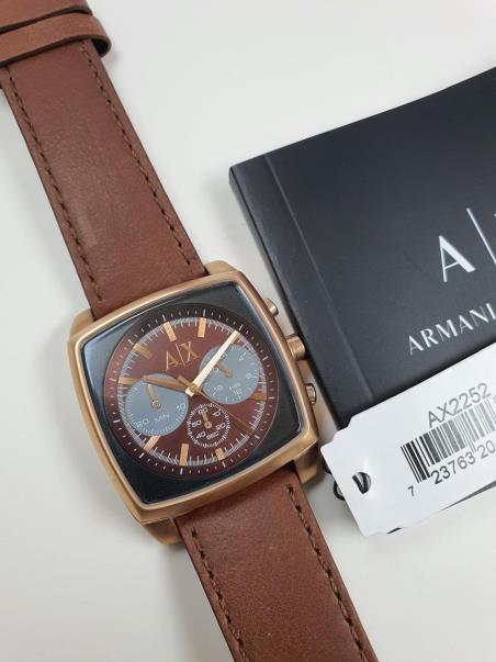7 Armani Exchange Hampton Brown Dial Chronograph Leather Strap Watch AX2252 - Image 1