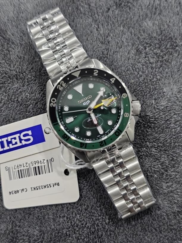 8 Seiko 5 Sports GMT Automatic Green Dial Stainless Steel Watch SSK035K1 - Image 1