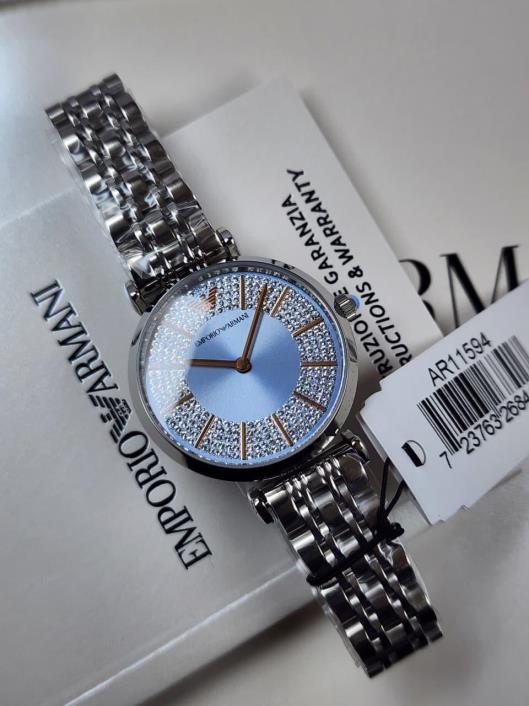 9 Emporio Armani Gianni T-Bar Two-Hand Stainless Steel Watch - Image 1