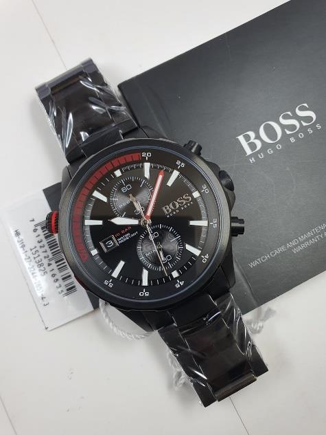 0 Hugo Boss Globetrotter Chronograph Black Stainless Steel Men’s Watch 1513825 - Image 1
