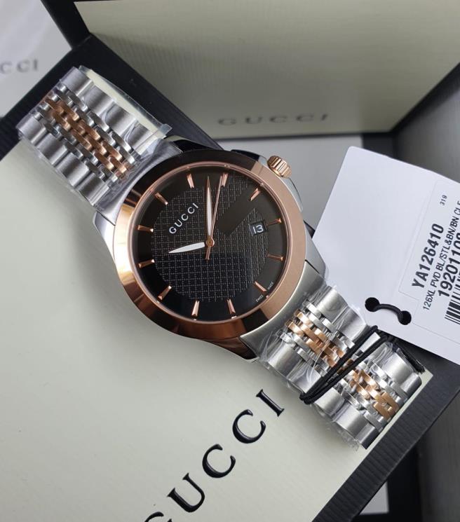 1 Gucci G-Timeless Two-Tone Stainless Steel Black Dial Men's Watch YA126410 - Image 1