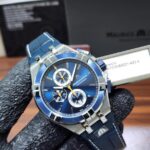 Maurice Lacroix Aikon Chronograph Blue Dial Leather Strap Men's Watch