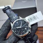 Emporio Armani Paolo Chronograph Black Dial Leather Strap Men's Watch –  AR11530